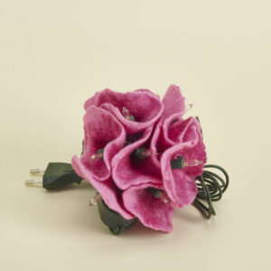Lichterkette Filzblumen rosa