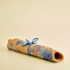 Filzsitzkissen rund flach blau braun